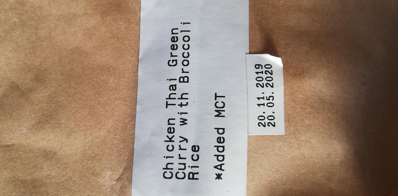 Low carb, high fat dehydrated meal from Outdoor Food Lab, just add boiling water