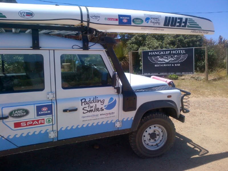 The support Land Rover at the Hangklip Hotel, where we waited out the wind