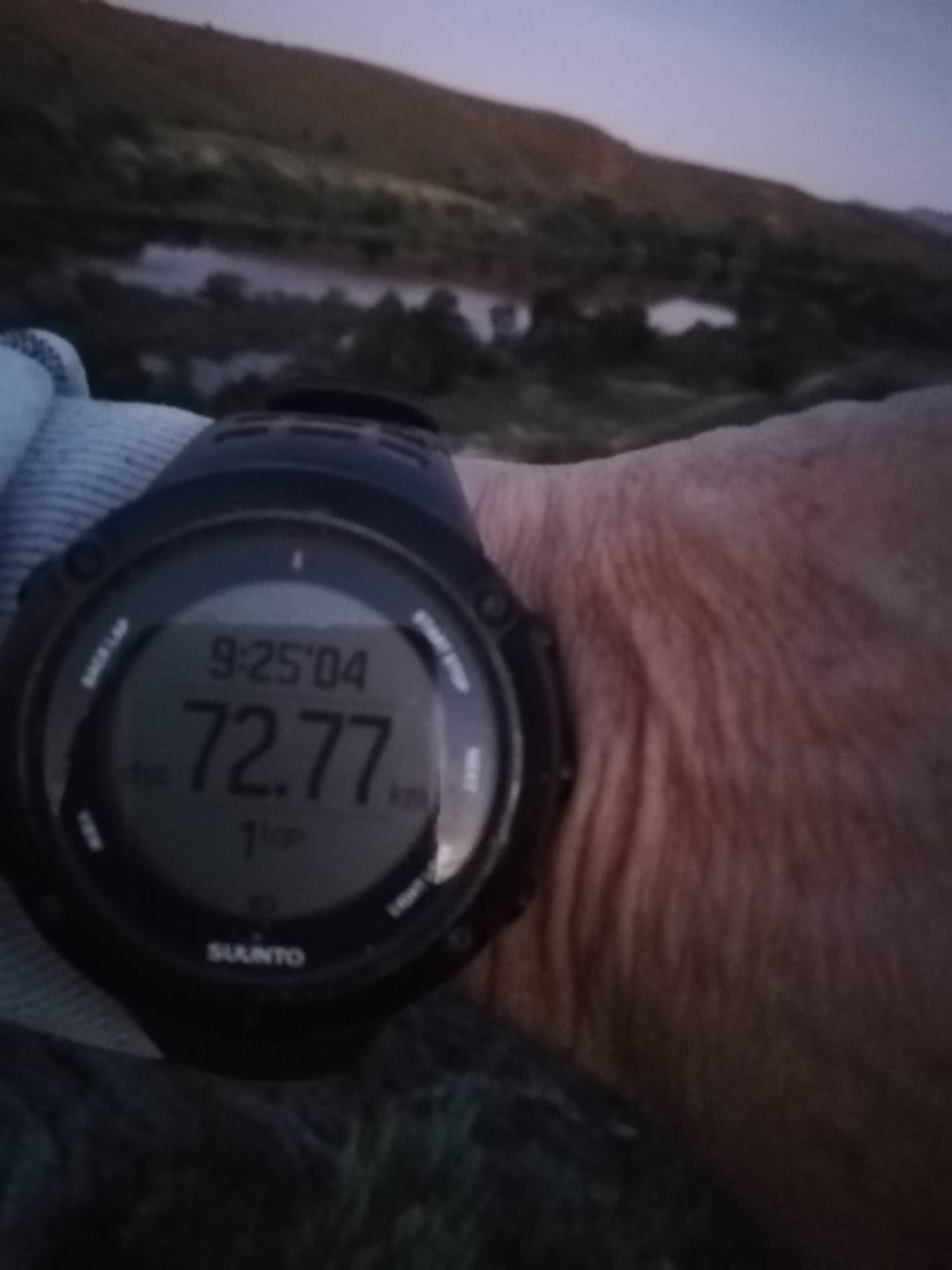 GPS watch reading 72.77km on the final day