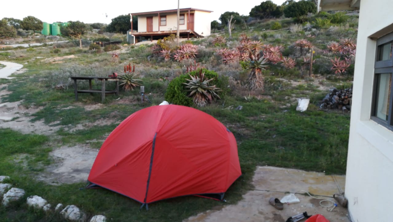 Tent pitched at the Napkysmond overnight stop