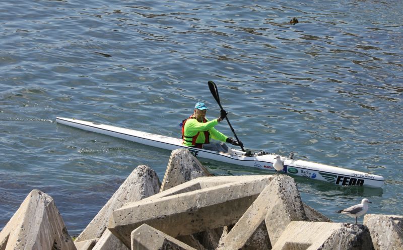 Richard paddles into Granger Bay